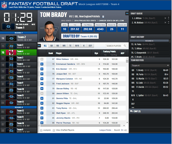 8 Fantasy Football Mock Draft nettsteder