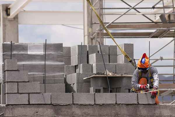 Paredes de construção com bloco de concreto