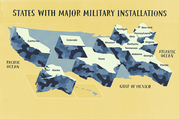 Major u.S. Militære baser og installasjoner