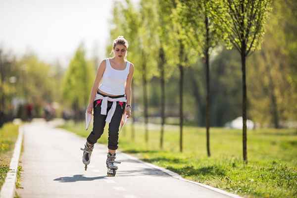 Pattinaggio in linea rollerblading contro