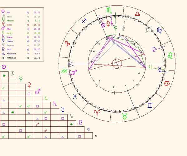 Elementos de la tabla natal astrológica