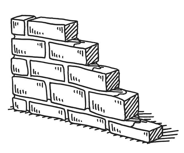 Desenhe uma parede de tijolos em perspectiva